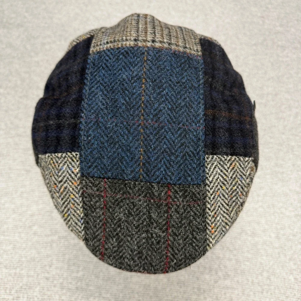 Mucros Weavers Trinity Patchwork Flat Cap Mens Large Wool Tweed Hat Ireland Blue